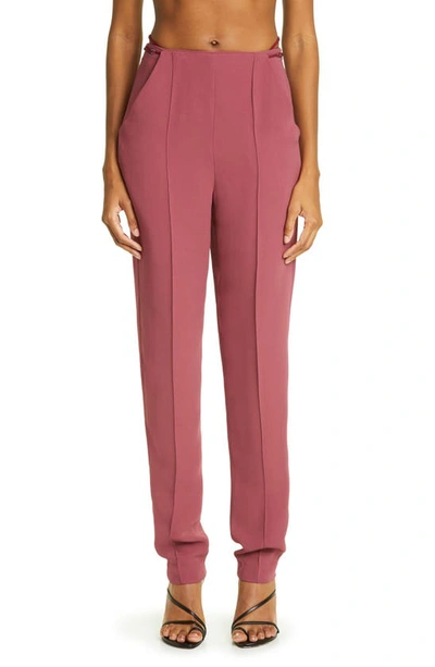 Nensi Dojaka High Waist Strap Detail Pleated Pants In Hawthorn Rose