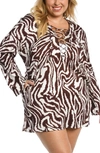 La Blanca Fierce Lace Up Tunic In Java