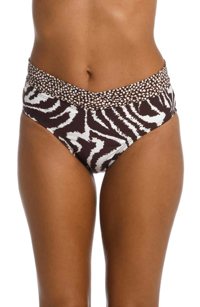 La Blanca Fierce Crossover High-waisted Bikini Bottoms In Java