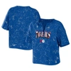Wear By Erin Andrews Royal Philadelphia 76ers Bleach Splatter Notch Neck T-shirt In Royal