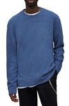 Allsaints Eamont Cotton Blend Crewneck Sweater In Gunmetal Blue