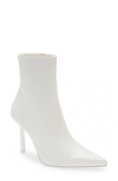 Steve Madden Elysia Pointed Toe Bootie In White Leather