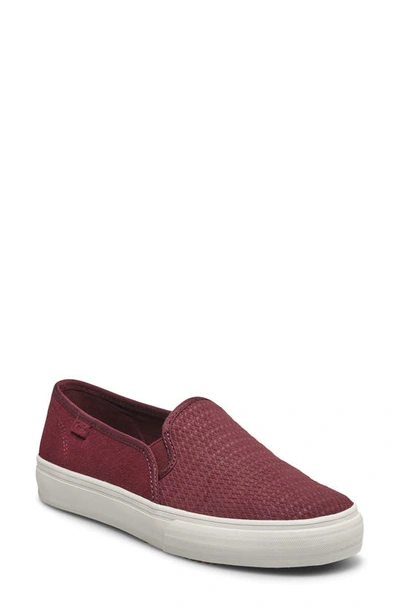 Keds Double Decker Emboss Suede Slip On Sneaker In Fig
