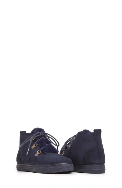 Childrenchic Faux Shearling Lined Bootie Sneaker In Navy