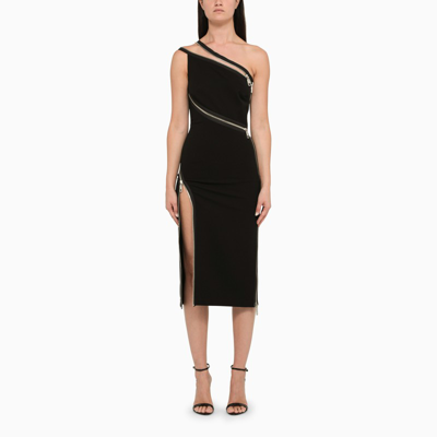 Dolce & Gabbana Asymmetric Zip-detail Midi Dress In Black