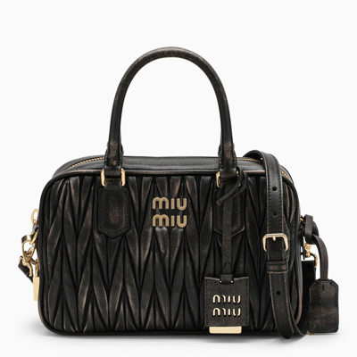 Miu Miu Quilted Leather Coffee-coloured Satchel In Marrone