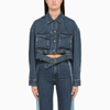 ROTATE BIRGER CHRISTENSEN BLUE DENIM CROPPED JACKET