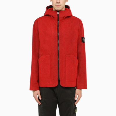 Stone Island Red Jacket With Zip And Hood