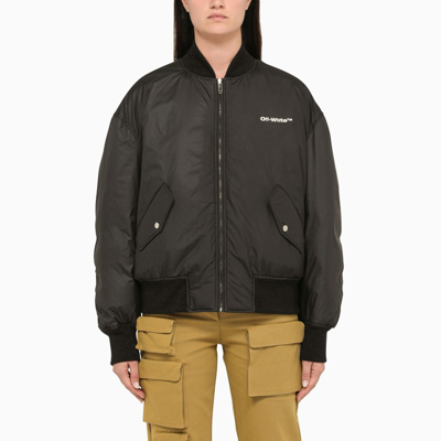 Off-white Arrows-logo Padded Bomber Jacket In Black
