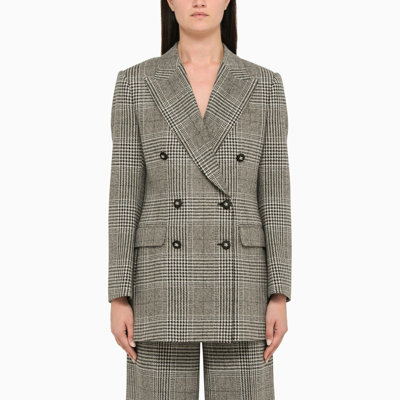 Dolce & Gabbana Grey Wool Check Jacket In Multicolor