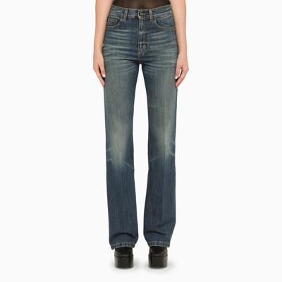 Saint Laurent Blue Delavé Flared Jeans