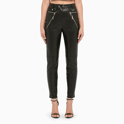 Dolce & Gabbana Faux Leather Jeans With Zipper In Black