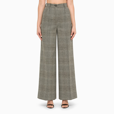 Dolce & Gabbana Grey Wool Palazzo Trousers In Multicolor