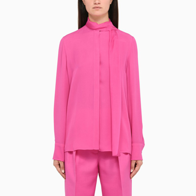 Valentino Neck-scarf Silk-georgette Blouse In Pink