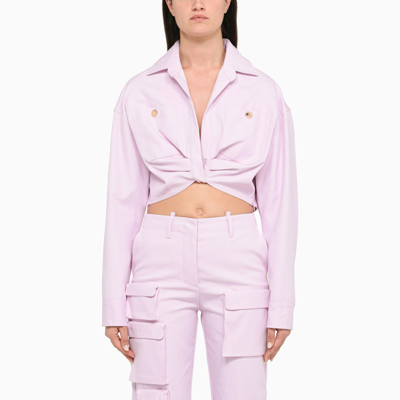 Off-white Twisted-front Cropped Cotton Jacket In Pink