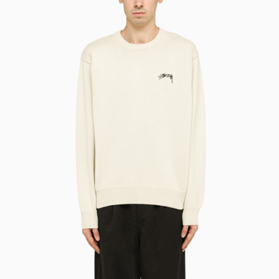 Stussy Ivory Cotton Jumper With Logo In Multicolor