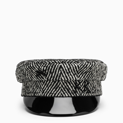 Ruslan Baginskiy Black Herringbone Baker Boy Hat