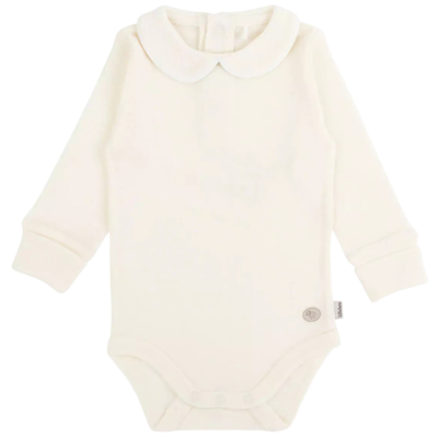 Lillelam Wool Baby Body With Collar White