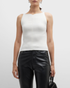 Courrèges Swallow Rib Knit Tank Top In Heritage White