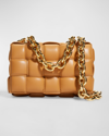 Bottega Veneta Chain Cassette Padded Intrecciato Crossbody Bag In Caramel