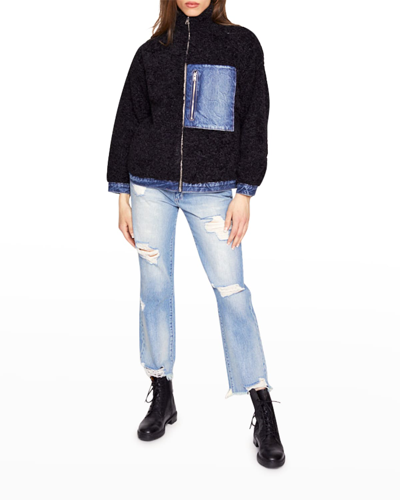Blue Revival Apres Soft Oversized Jacket With Denim Accents In Monaco/black