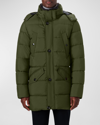Bugatchi Faux Fur Collar Water Repellent Puffer Coat In Olive