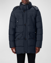 Bugatchi Faux Fur Collar Water Repellent Puffer Coat In Navy