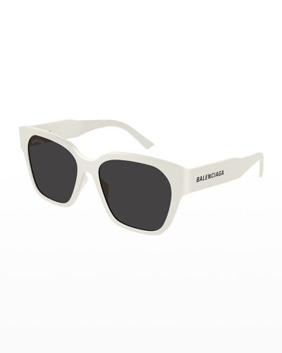 Balenciaga Oversized Square Acetate Sunglasses In Shiny Ivory