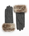 Pia Rossini Monroe Touch Screen Gloves W/ Faux-fur Cuffs In Charcoal Wolf