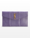 Saint Laurent Uptown Ysl Python Pouch Clutch Bag In Light Eggplant