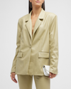 Weworewhat Vegan Leather Blazer In Oat