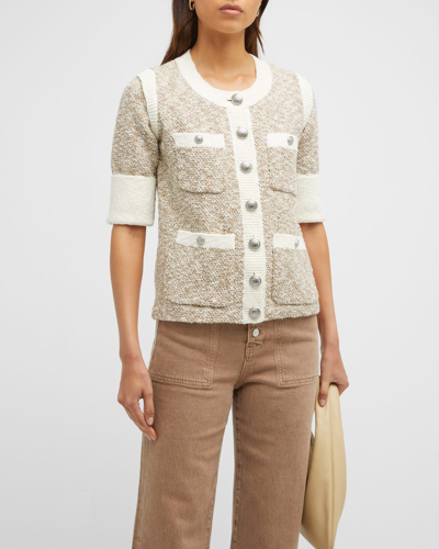 Veronica Beard Kaufman Knit Jacket In Ivory Brown