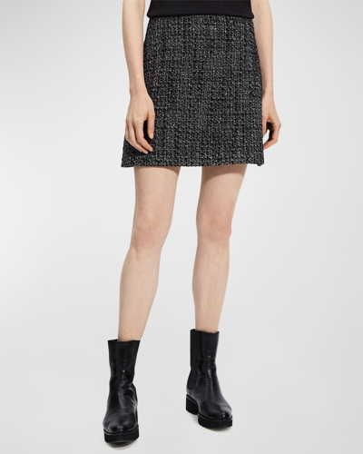 Theory Tweed Mini Skirt In Black Multi