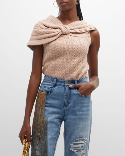 Hellessy Marlon Twisted Cable-knit Sweater In Blush