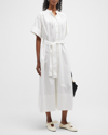 Co Gathered Button-front Midi Dress In White