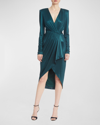 BADGLEY MISCHKA DRAPED HIGH-LOW DRESS