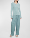 Vince Metallic Sweater In Lt Aegean Silver