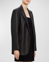 Theory Relaxed Nappa Leather Blazer In Black  