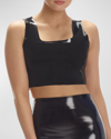 Commando Faux Patent Leather Crop Top In Black