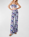 ADRIANA IGLESIAS MARCIA FLORAL-PRINT KNOTTED HALTER CROP TOP
