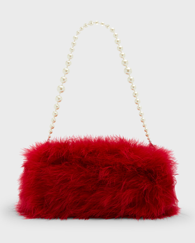 Dries Van Noten Pearly Faux-fur Clutch Bag In Red