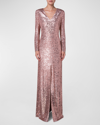 AKRIS SEQUINED GOWN WITH FRONT SLIT