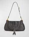 CHLOÉ MARCIE CALF LEATHER CLUTCH WITH SHOULDER STRAP
