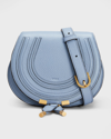 Chloé Marcie Mini Whipstitch Saddle Crossbody Bag In Blue