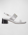 Tory Burch Eleanor 55mm Block-heel Slingback Sandals In Silver