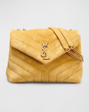 SAINT LAURENT LOULOU SMALL YSL SHOULDER BAG IN QUILTED SUEDE