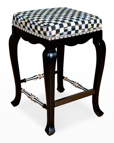 Mackenzie-childs Black Courtly Check Counter Stool, 36"