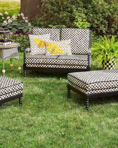 Mackenzie-childs Spindle Check Outdoor Settee