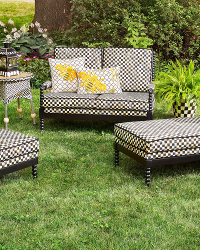 Mackenzie-childs Spindle Check Outdoor Settee In Multi
