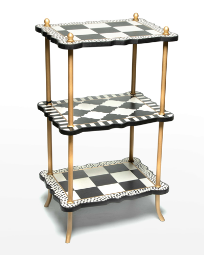 Mackenzie-childs Courtly Check Three-tier Table In Black/white